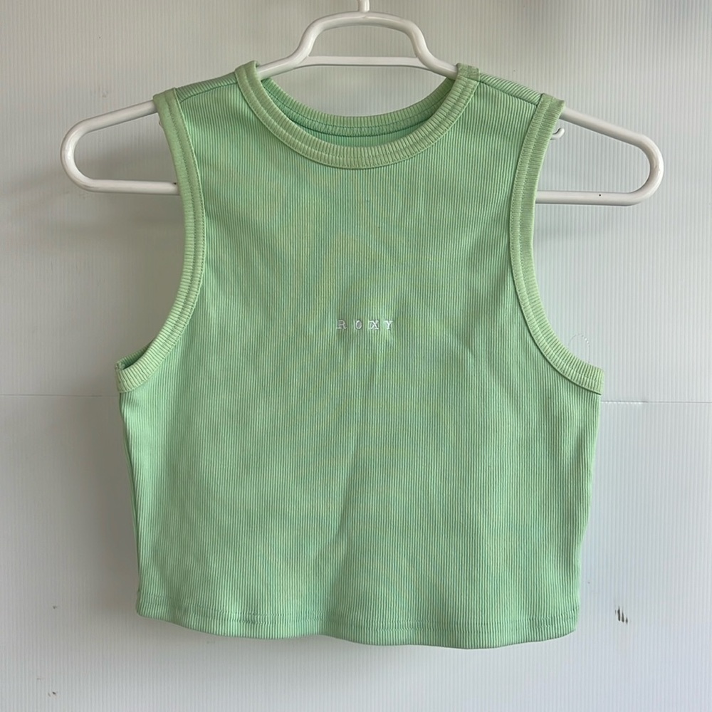 NEW Roxy Ribbed Tank Top with Embroidered Logo Size Large Mint Green L